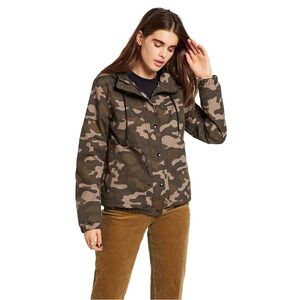 Volcom Enemy Stone Windbreaker Jacket Camo Green Hooded Size Large